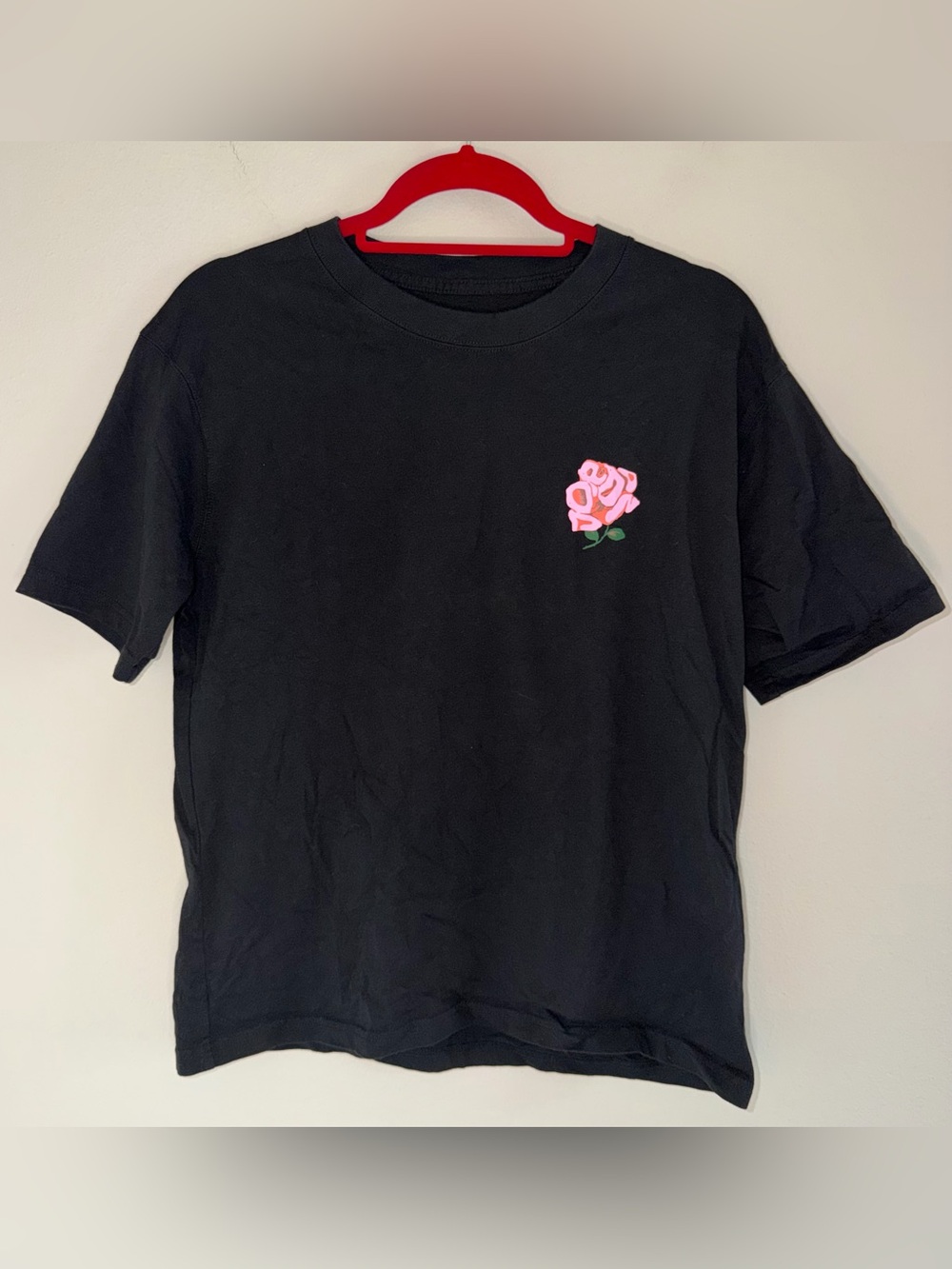 Nike Jordan Black Short Sleeve Tee with Pink Rose Graphic